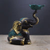 Asian Gold & Turquoise Green Brass Elephant Incense Holders