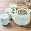 Green Mosaic Pattern Teapot Set with 6 Cups Set & Strainer