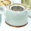 Green Mosaic Pattern Teapot Set with 6 Cups Set & Strainer