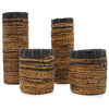 Java Banana Leaf Handwoven Baskets/Vases - Natural/Black