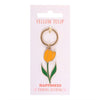 Tulip Shape Keyring with Positive Message in Pink, Yellow or White