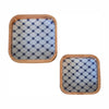 Blue and White Square Mango Wood Bowl Set of 2