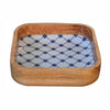 Blue and White Square Mango Wood Bowl Set of 2