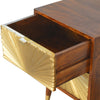 Sun Ray Gold Wooden Bedside Drawers Unit