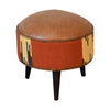 Durrie & Tan Leather Mixed Footstool