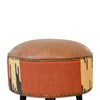 Durrie & Tan Leather Mixed Footstool