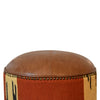 Durrie & Tan Leather Mixed Footstool