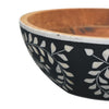 Black & White Floral Resin Inlay Mango Wood Bowl Set