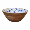 Blue and White Design Mango Wood Bowls Set of 2