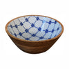 Blue and White Design Mango Wood Bowls Set of 2