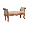 Cream Boucle French Style Wooden Bench
