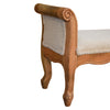 Cream Boucle French Style Wooden Bench