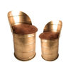 Industrial Gold Iron Oil Barrel Storage Stools in 2 Sizes