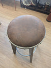 Aviation Inspired Industrial Iron Stools w/ Tan Faux Leather Seat