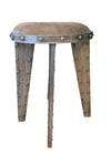 Aviation Inspired Industrial Iron Stools w/ Tan Faux Leather Seat