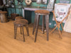 Aviation Inspired Industrial Iron Stools w/ Tan Faux Leather Seat