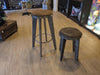 Aviation Inspired Industrial Iron Stools w/ Tan Faux Leather Seat