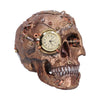 Scrapped Metal Bronze Skull Ornament with Clock 19cm