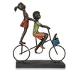 Children Riding Bicycle Large Statue