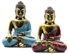Hand-Painted Large Style Buddha Statue22 x 14cm - Antique Gold w Teal or Red