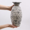 Greek Style Lombok Cream & Black Swirls Terracotta Urn Vase