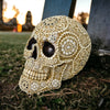 Striking Jewelled Gothic Beige Skull Sculpture