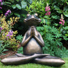 Large Brass Meditating Frog Sculpture - Indoor/Outdoor