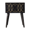 Oslo Ash Black & Gold Design Bedside Drawers Cabinet