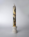 Chic Gold & Black Marble Swirl Taper Candle