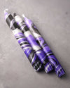Black, Purple & Silver Marble Swirl Taper Candle