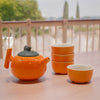 Modern Orange Teapot Set with 4 Cups