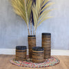 Java Banana Leaf Handwoven Baskets/Vases - Natural/Black