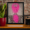 Neon Pink Skeleton Vintage Diagram Fusion Art Print A3