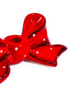 Ruby Red Ribbon Bow Ceramic Taper Candle Holder