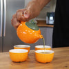 Modern Orange Teapot Set with 4 Cups