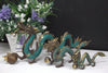 Fengshui Turquoise Gold Dragon with Ball Brass Sculpture 27cm