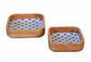 Blue and White Square Mango Wood Bowl Set of 2