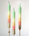 Green Yellow Red Handmade Dip Dye Taper Candle
