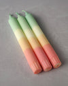 Green Yellow Red Handmade Dip Dye Taper Candle