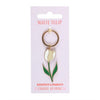 Tulip Shape Keyring with Positive Message in Pink, Yellow or White