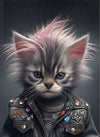 Punk Kitten Kids Teens Animal Portrait Art Print A4