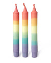 Rainbow Colours Striped Dip Dye Taper Candle