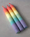 Rainbow Colours Striped Dip Dye Taper Candle