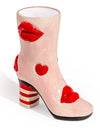Red Hearts & Lips Heeled-Boot Ceramic Vase