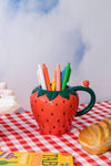 Red Strawberry Shape Ceramic Mug / Vase