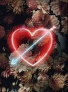 Flowers Cupid's Arrow Through The Heart Neon Colour Print A3