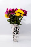 Retro Newspaper Print Tall Ceramic Vase