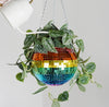 Rainbow Colour Disco Ball Hanging Planter - (8in)