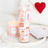 With Love Postage Stamp Print Sparkling Rose Tube Candle