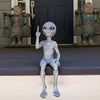 Rude Middle Finger Grey Alien Statue Shelf Sitter 10"
